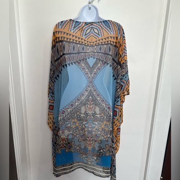 Patrons of Peace Western Style Kimono, Size M/L, Colorful, Blue and Orange, NWOT - Picture 8 of 10